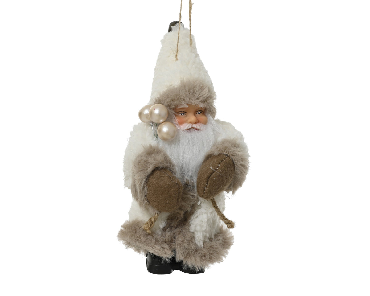 SANTA POLYESTER PLASTIC BODY WITH WHITE COAT LARGO 8CM X ANCHO 6CM X ALTO 13CM