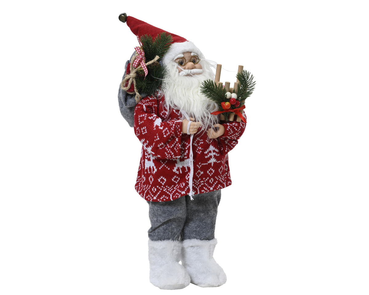 SANTA POLYESTER PLASTIC BODY WITH RED SWEATER LARGO 23CM X ANCHO 14CM X ALTO 45CM