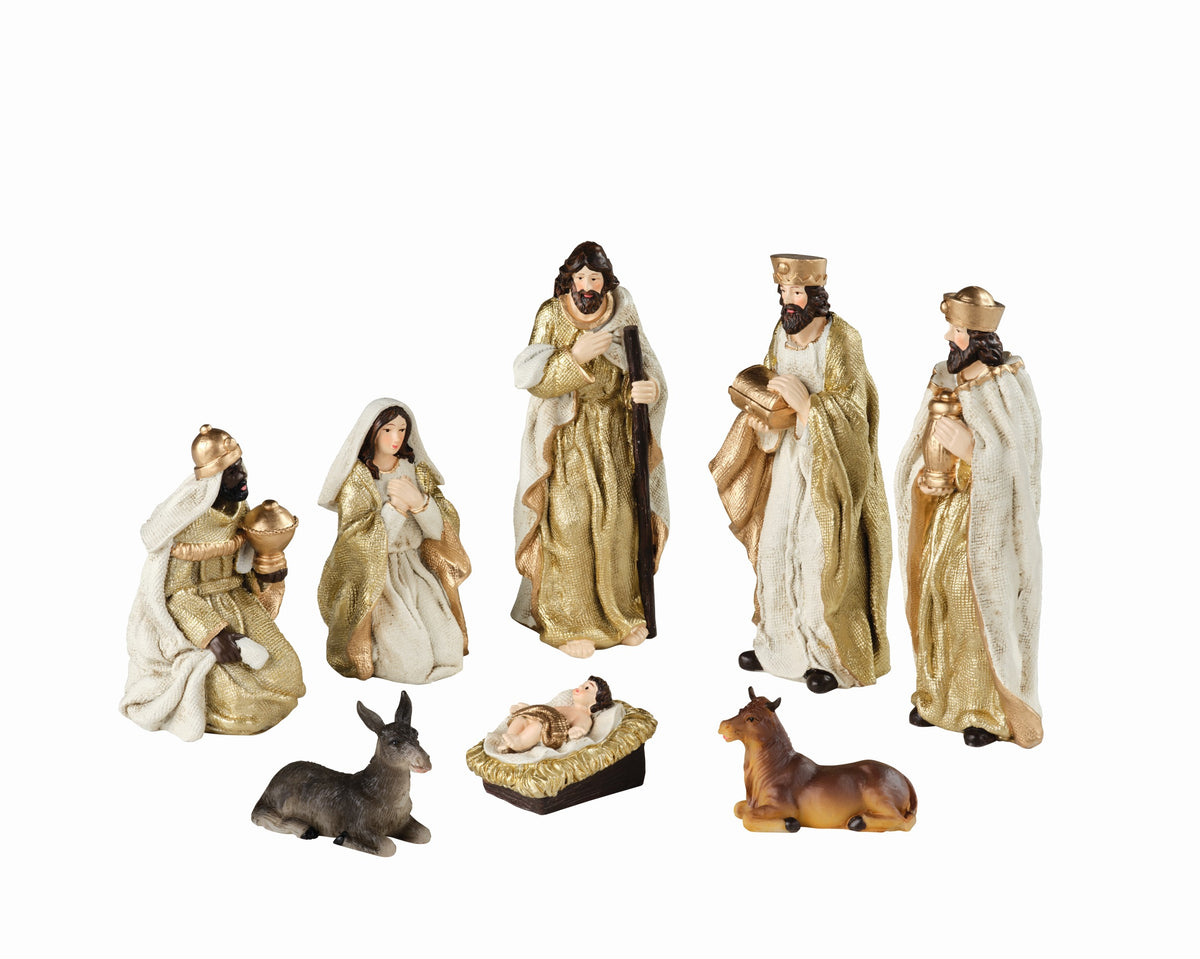 NATIVITY SET POLYR 5.8X4.5X15CM CREAM/GOLD