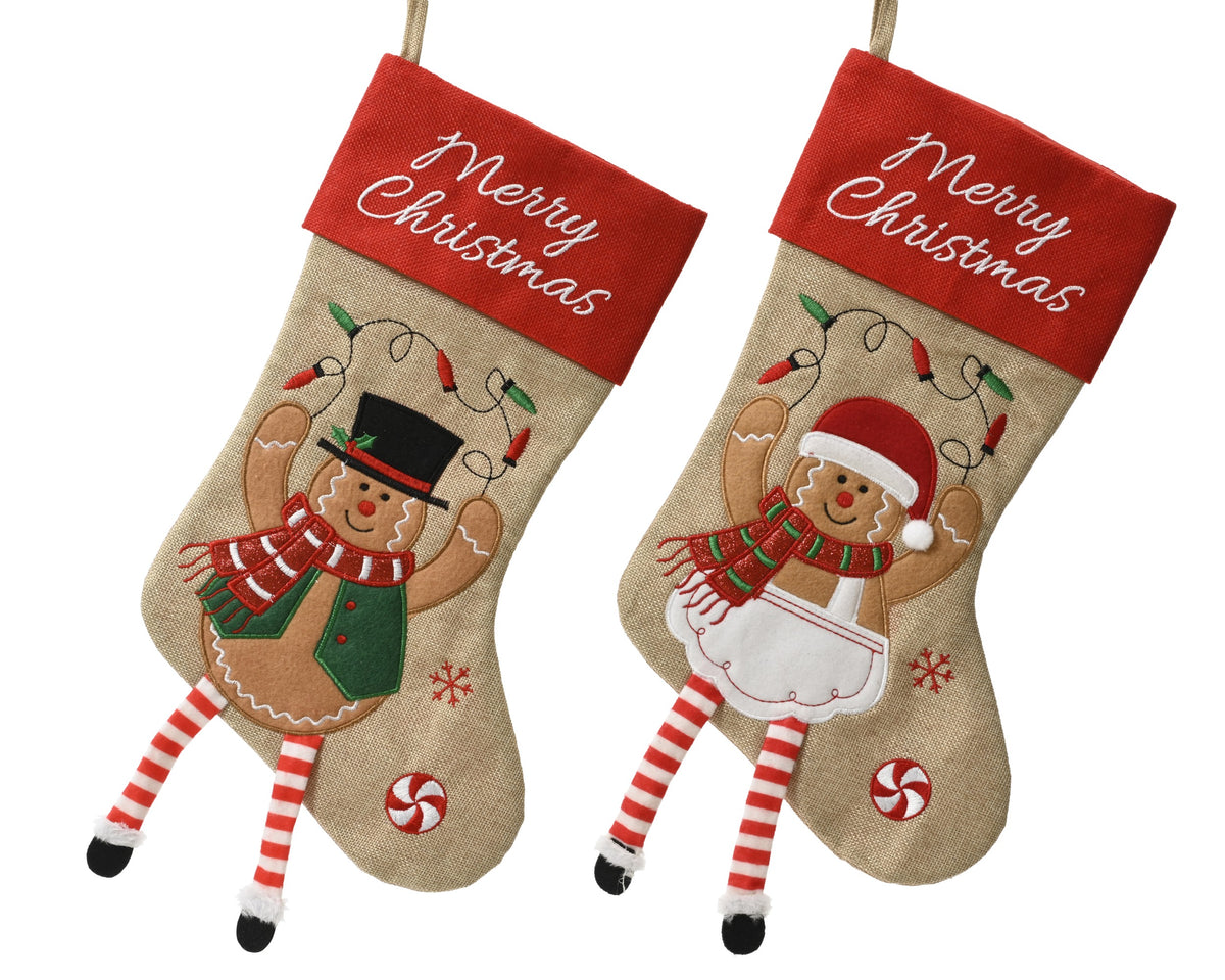 STOCKING POLYESTER GINGERBREAD MAN, LADY