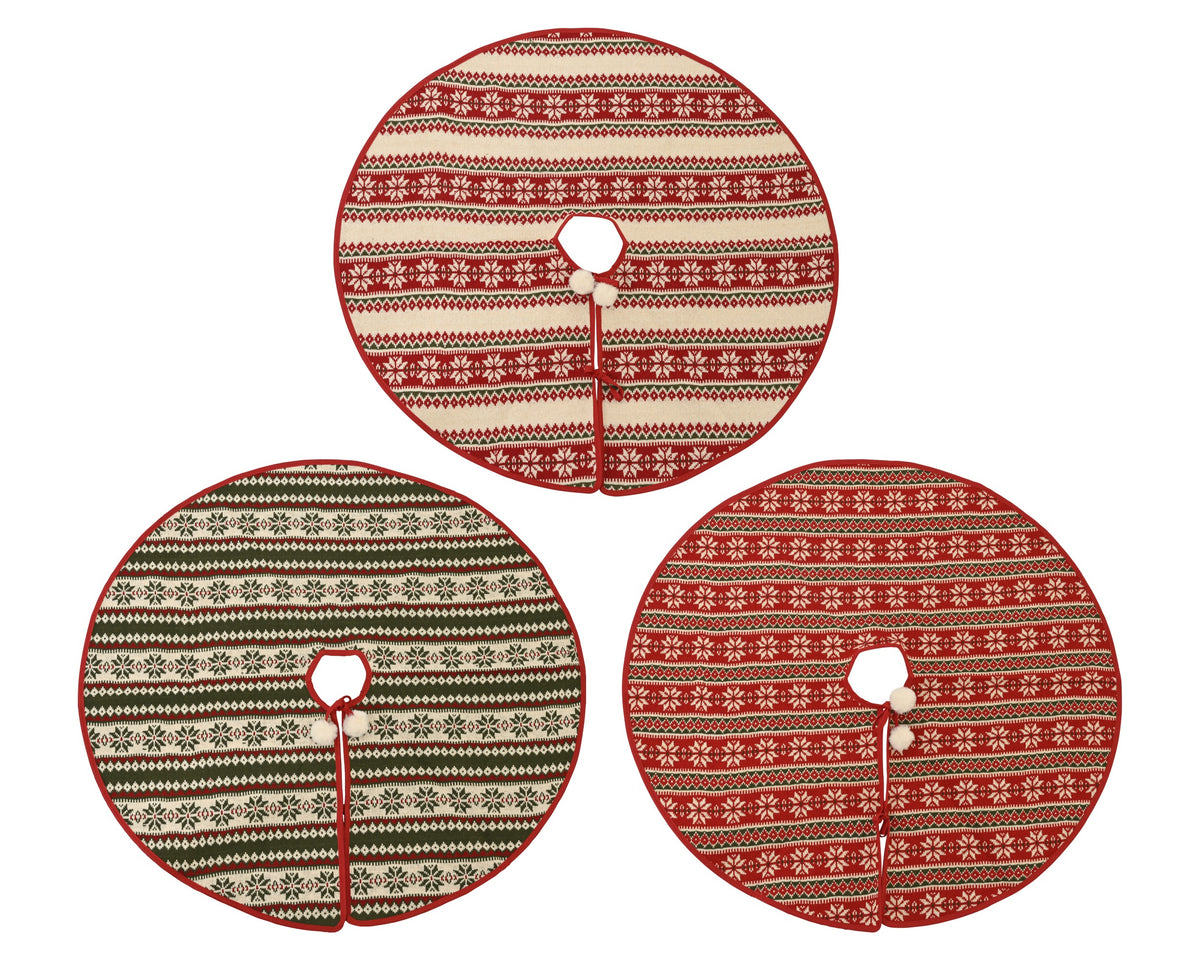 TREE SKIRT POLYESTER KNITTED POMPOM 3COL ASS ASSORTED DIÁMETRO 90CM X ALTO 4CM