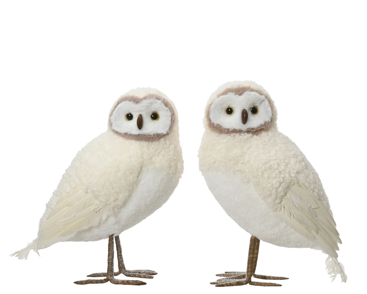 OWL ARTIFICIAL FUR GLITTERS 2ASS 48CM CREAM