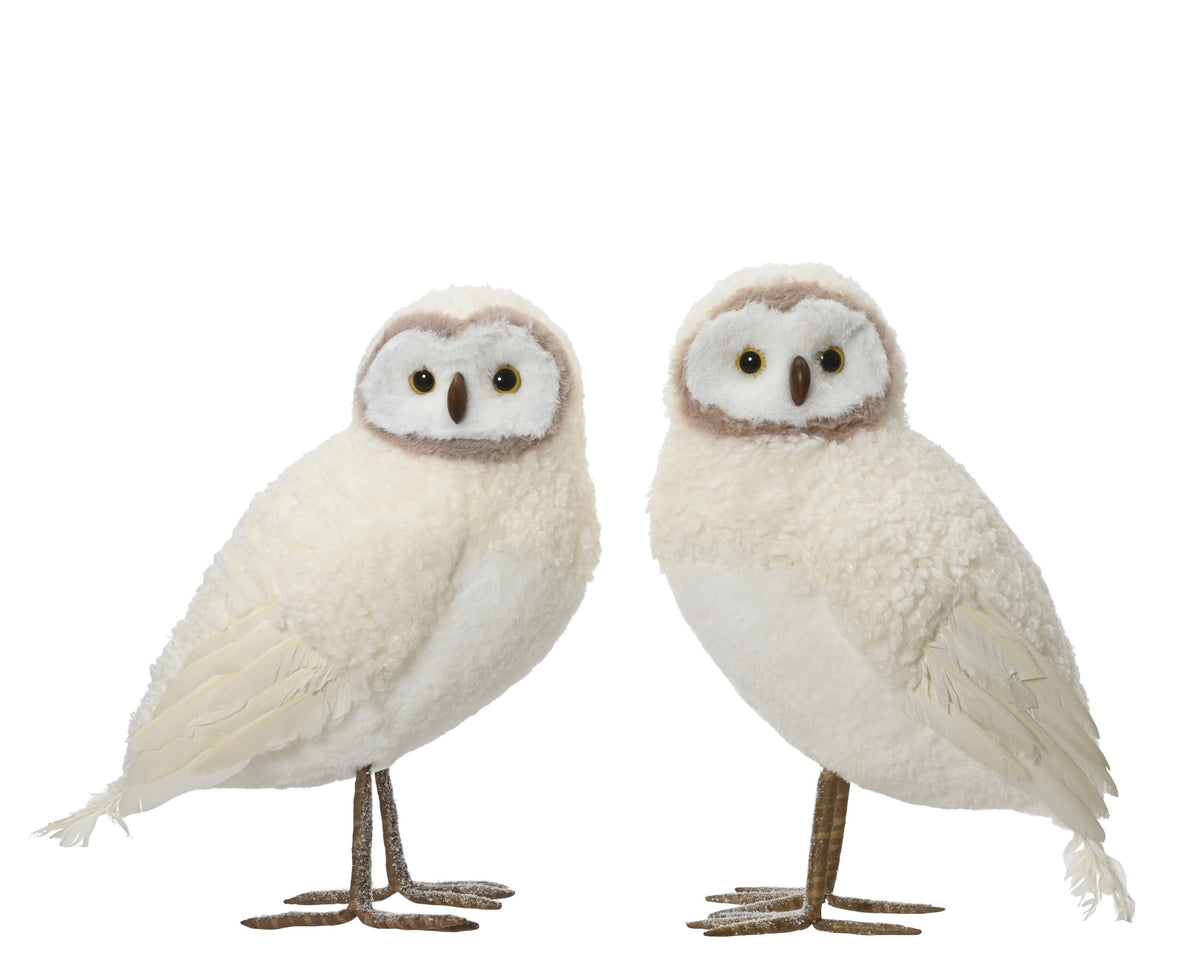 OWL ARTIFICIAL FUR GLITTERS 2ASS 21CM CREAM