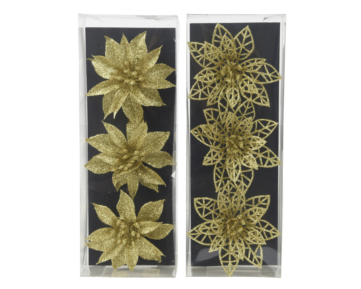 FLOWER ON CLIP PLASTIC 2ASS LIGHT GOLD LARGO 0.5CM X ANCHO 9CM X ALTO 9CM