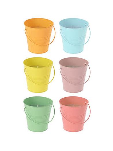 CITRONELLA CANDLE WAX IN METAL BUCKET IN IRON BUCKET