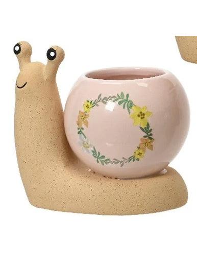 PLANTER DOLOMITE SNAIL MATTE BODY WITH SHINY BALL