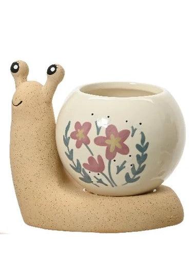 PLANTER DOLOMITE SNAIL MATTE BODY WITH SHINY BALL