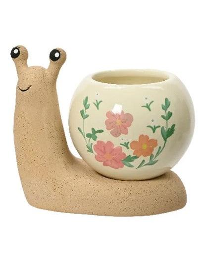 PLANTER DOLOMITE SNAIL MATTE BODY WITH SHINY BALL