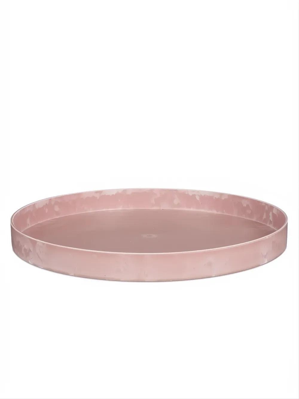 Bandeja decorativa Mila rosa suave de 27 cm, diseño minimalista y estilizado, ideal para accesorios.