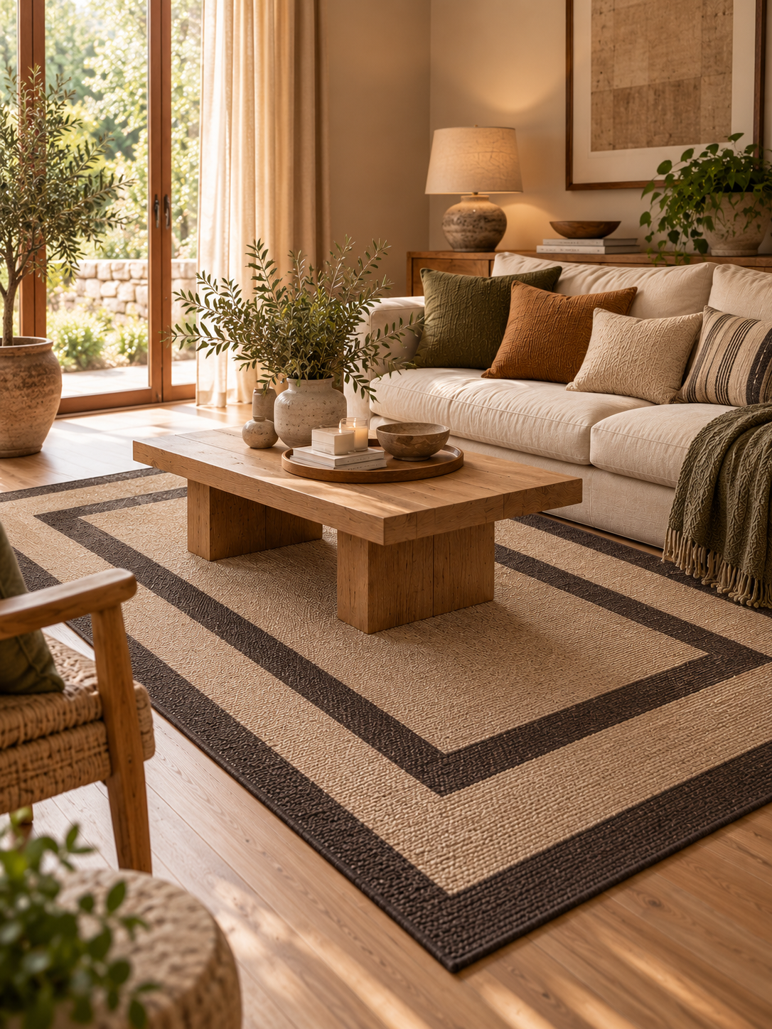 ALFOMBRA DECORATIVA LIVING CON MARCO DORADO