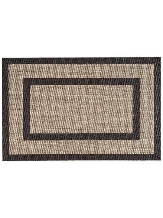 Alfombra Living Dec Marco Gold 200x290cm, diseño rectangular con borde dorado y centro beige.