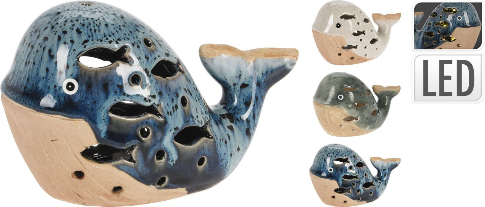 BALLENA CON LED EN PORCELANA