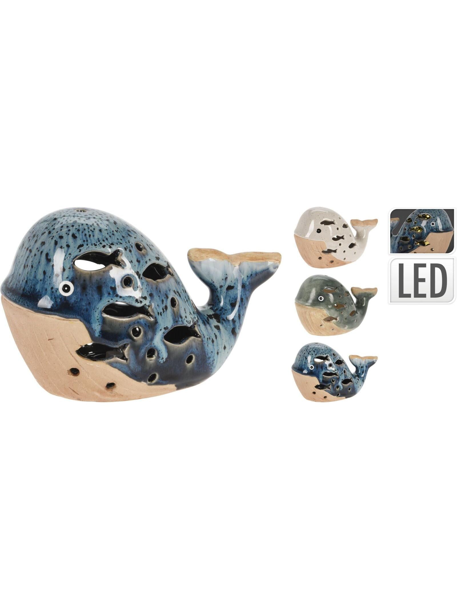 BALLENA CON LED EN PORCELANA