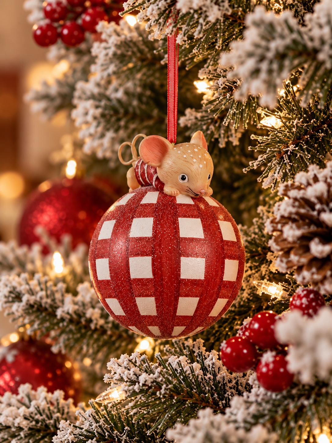 BOLA DE NAVIDAD DE CRISTAL CON RATÓN