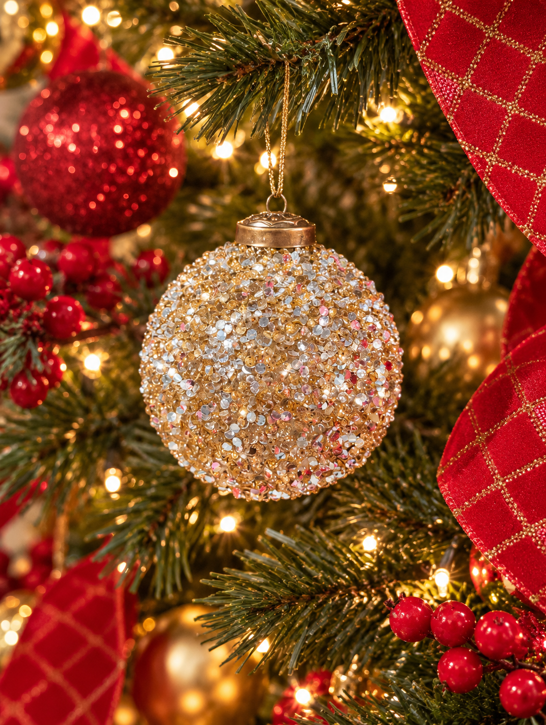 BOLA DE NAVIDAD DE CRISTAL DORADO 8CM