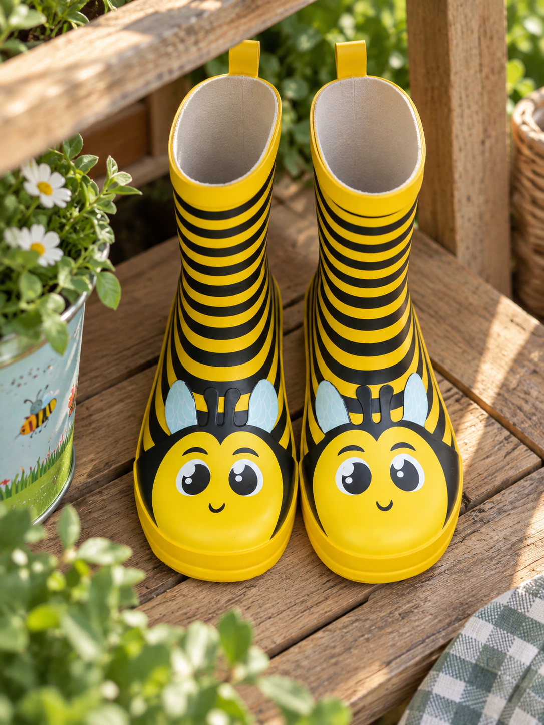 BOTAS INFANTILES DE AGUA CON DISEÑO DE ABEJA