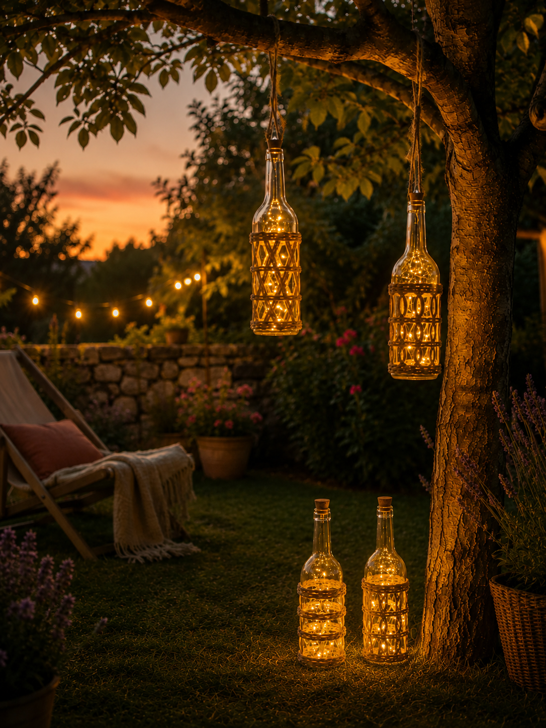 BOTELLA CON LEDS DECORADA