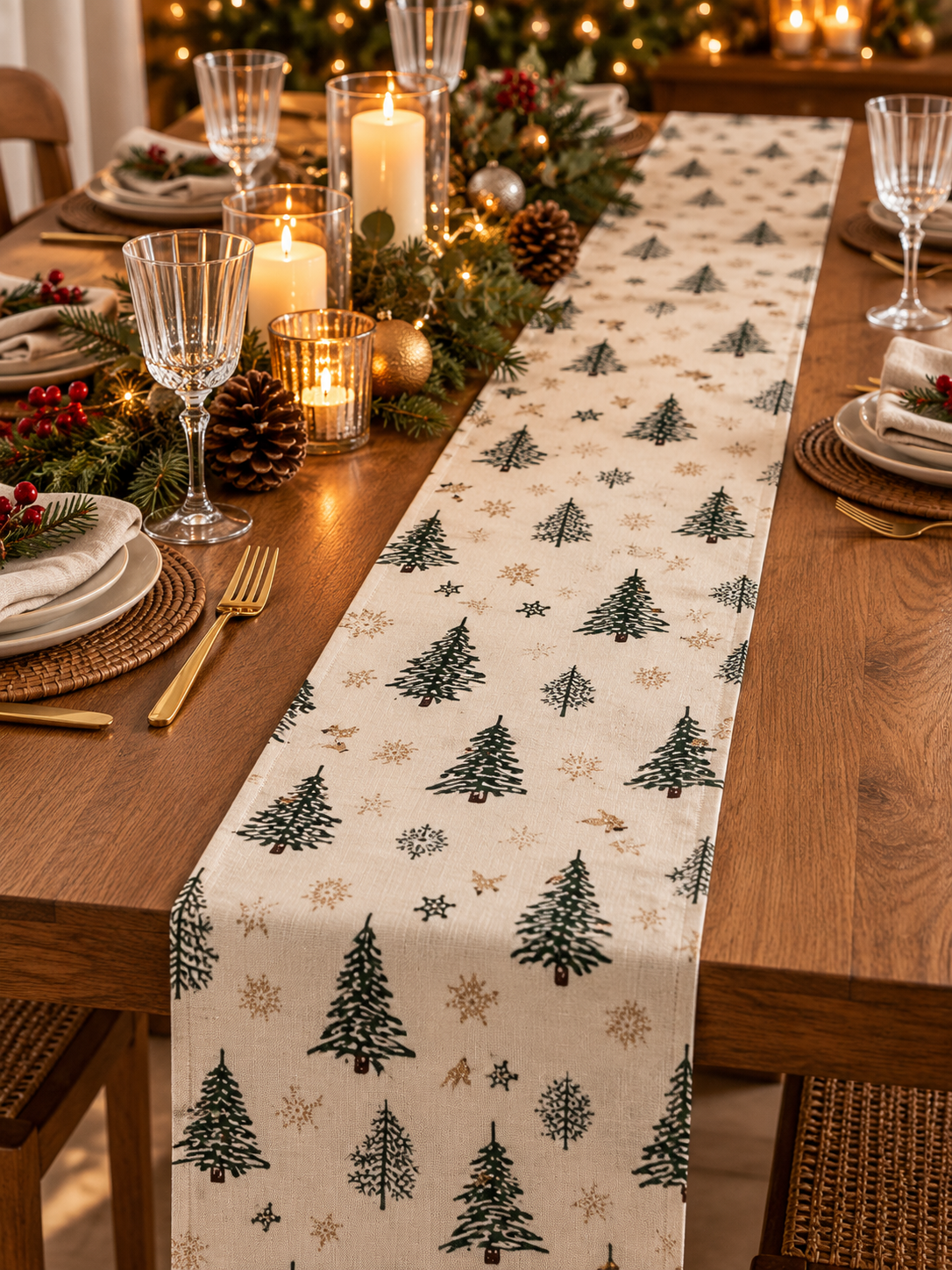 CAMINO DE MESA NAVIDEÑO ESTAMPADO DE 28 X 200 CM