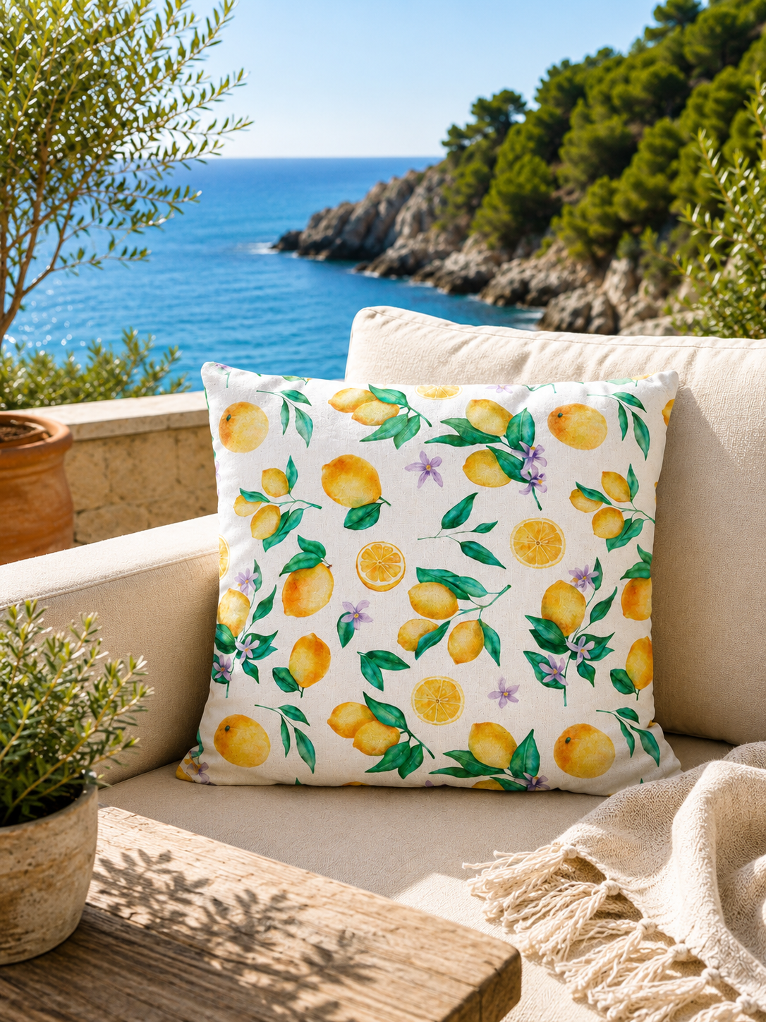 COJÍN CON ESTAMPADO DE LIMÓN 45X45