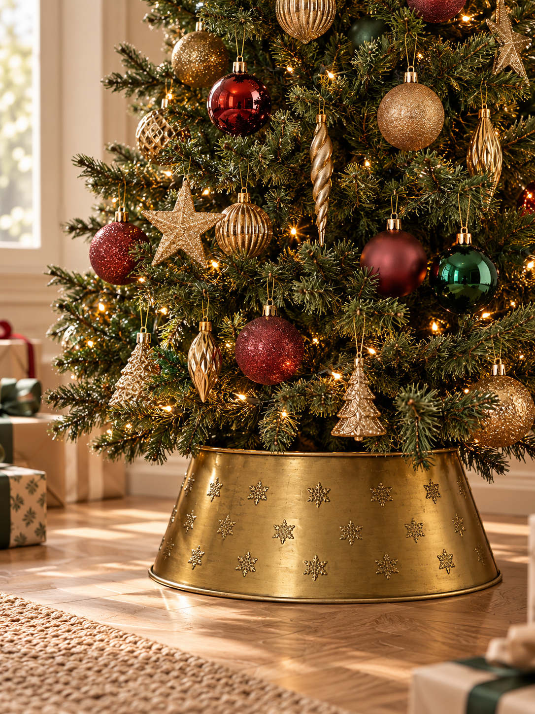 CUBREPIE 57CM ÁRBOL DE NAVIDAD DORADO ENVEJEDICO