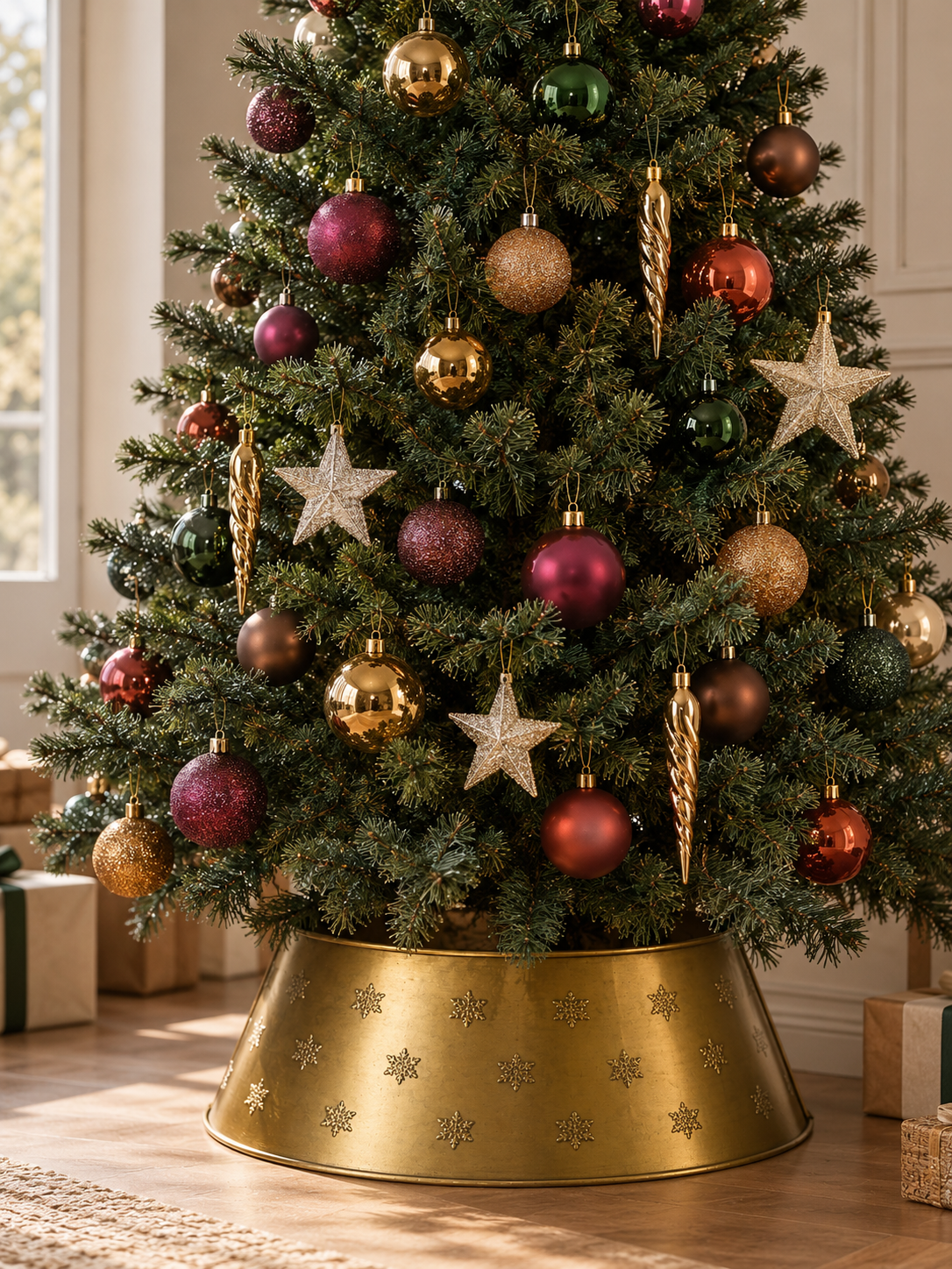 CUBREPIE 70CM ÁRBOL DE NAVIDAD DORADO ENVEJEDICO