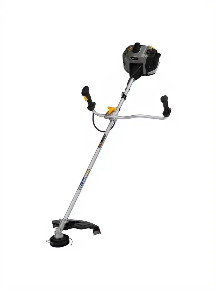 Desbrozadora Alpina ABR 45 D gris y negra con manillar ergonómico y cabezal de corte.