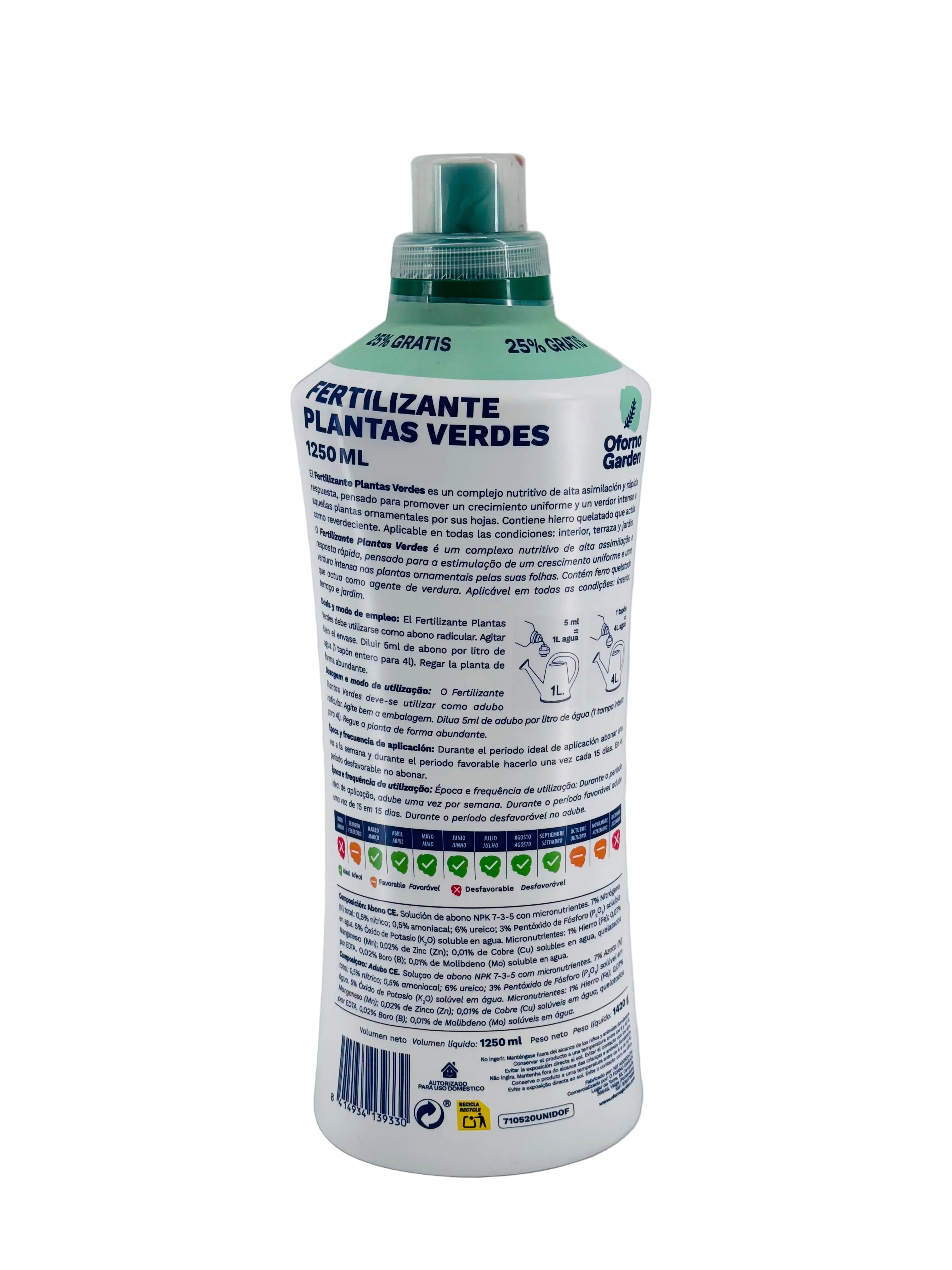 FERTILIZANTE PLANTAS VERDES O FORNO 1250ML