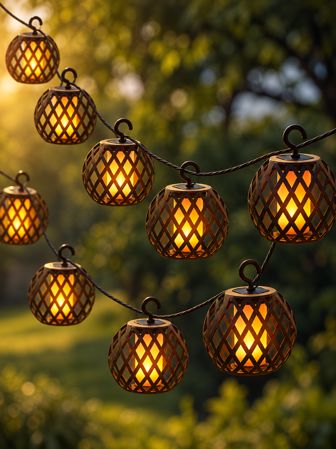 GUIRNALDA SOLAR DE LUCES CON EFECTO LLAMA