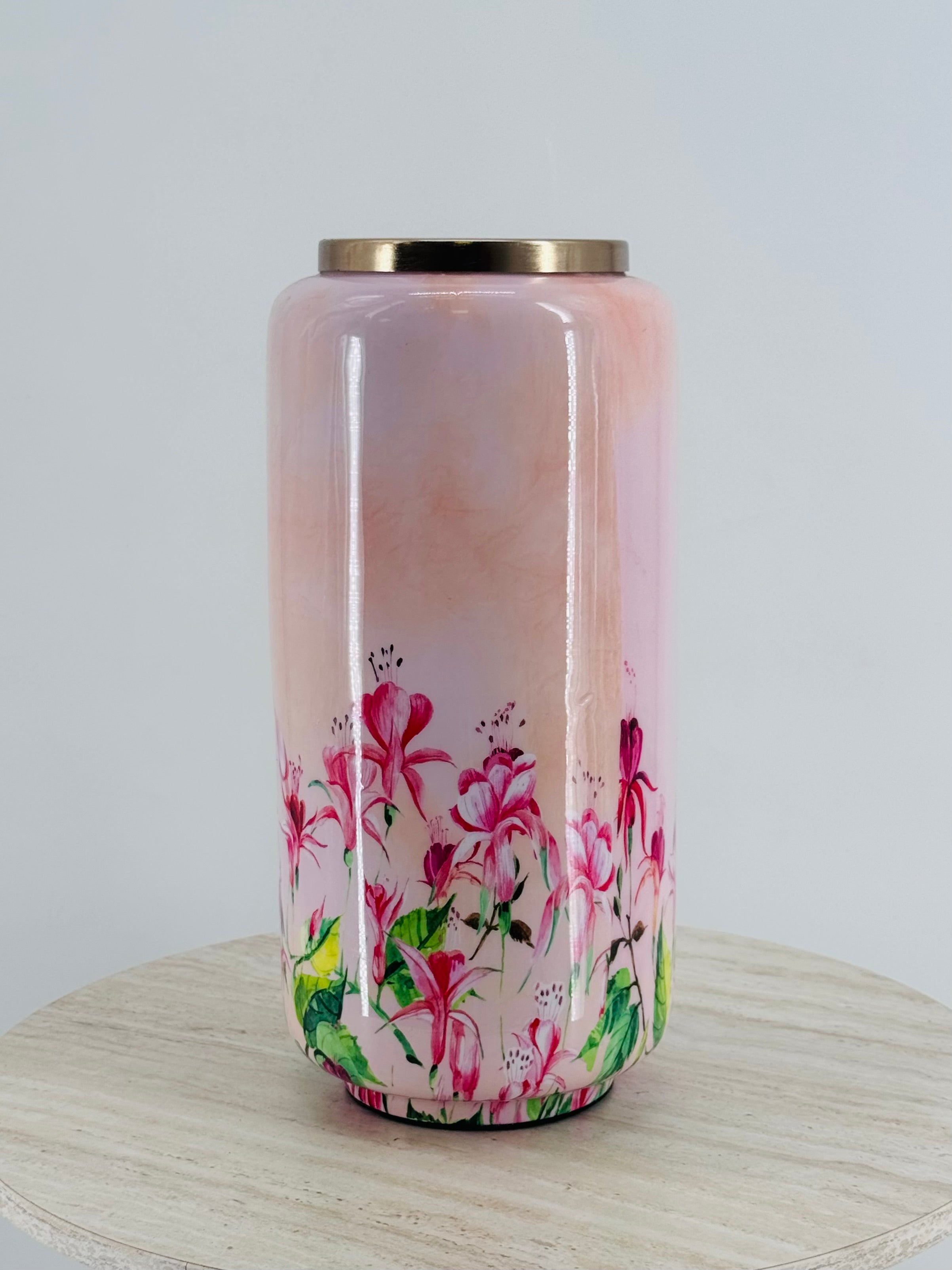 JARRON METAL 15X30CM FLOR CREM