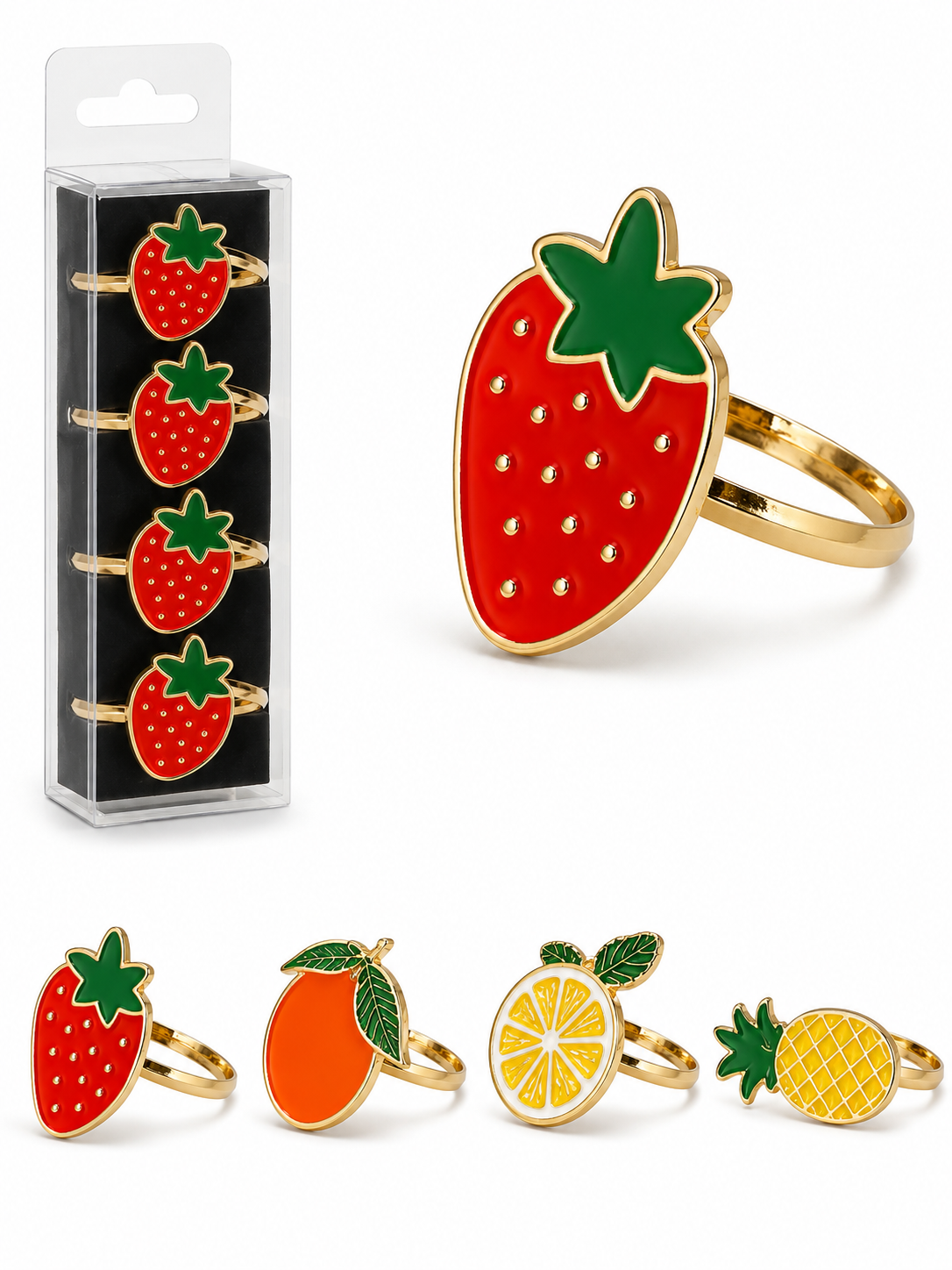 JUEGO DE ANILLOS DE SERVILLETA DE 4 PIEZAS 4 AS