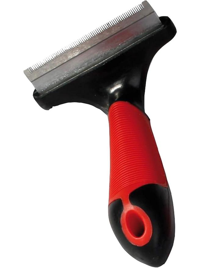 Cepillo deslanador K&F Furmaster 50mm con cuchilla metálica y mango ergonómico rojo y negro.