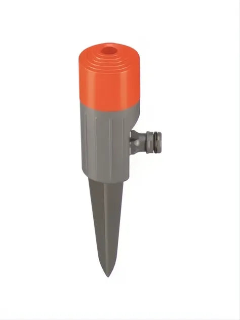 Aspersor difusor Classic gris y naranja con base tipo pincho para jardín.