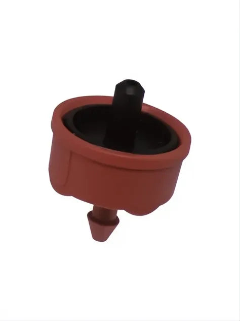 Gotero autocompensado Auto-Clean 8 L/h rojo y negro, para riego por goteo.