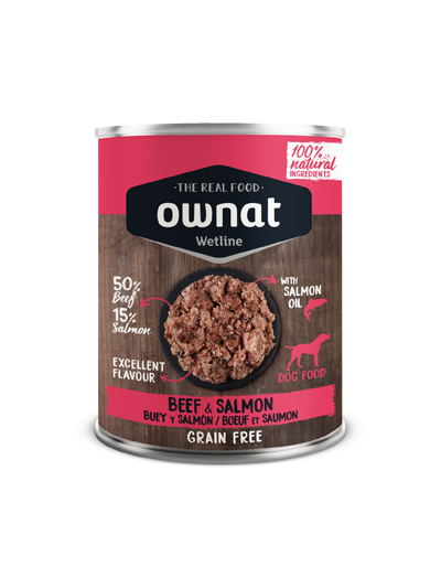 OWNAT WET DOG BUEY&SALMÓN 395 GR