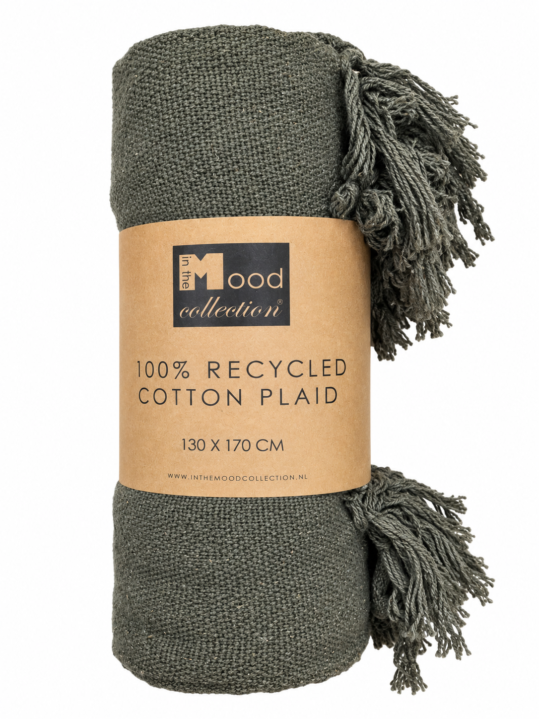 PLAID DE ALGODÓN RECICLADO CON FLECOS · 130 × 170 CM