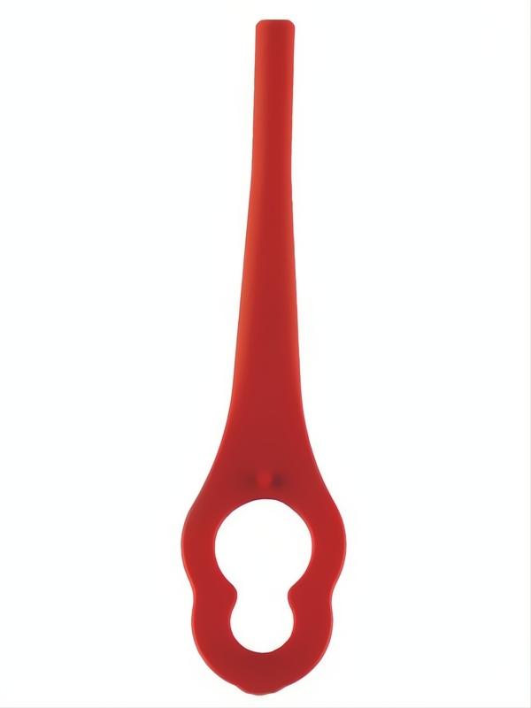 Single red plastic trimmer blade with a teardrop-shaped hole at the base.