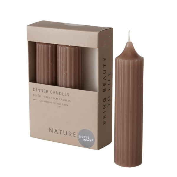 SET DE 3 VELAS DECORATIVAS RIFFLY MARRÓN