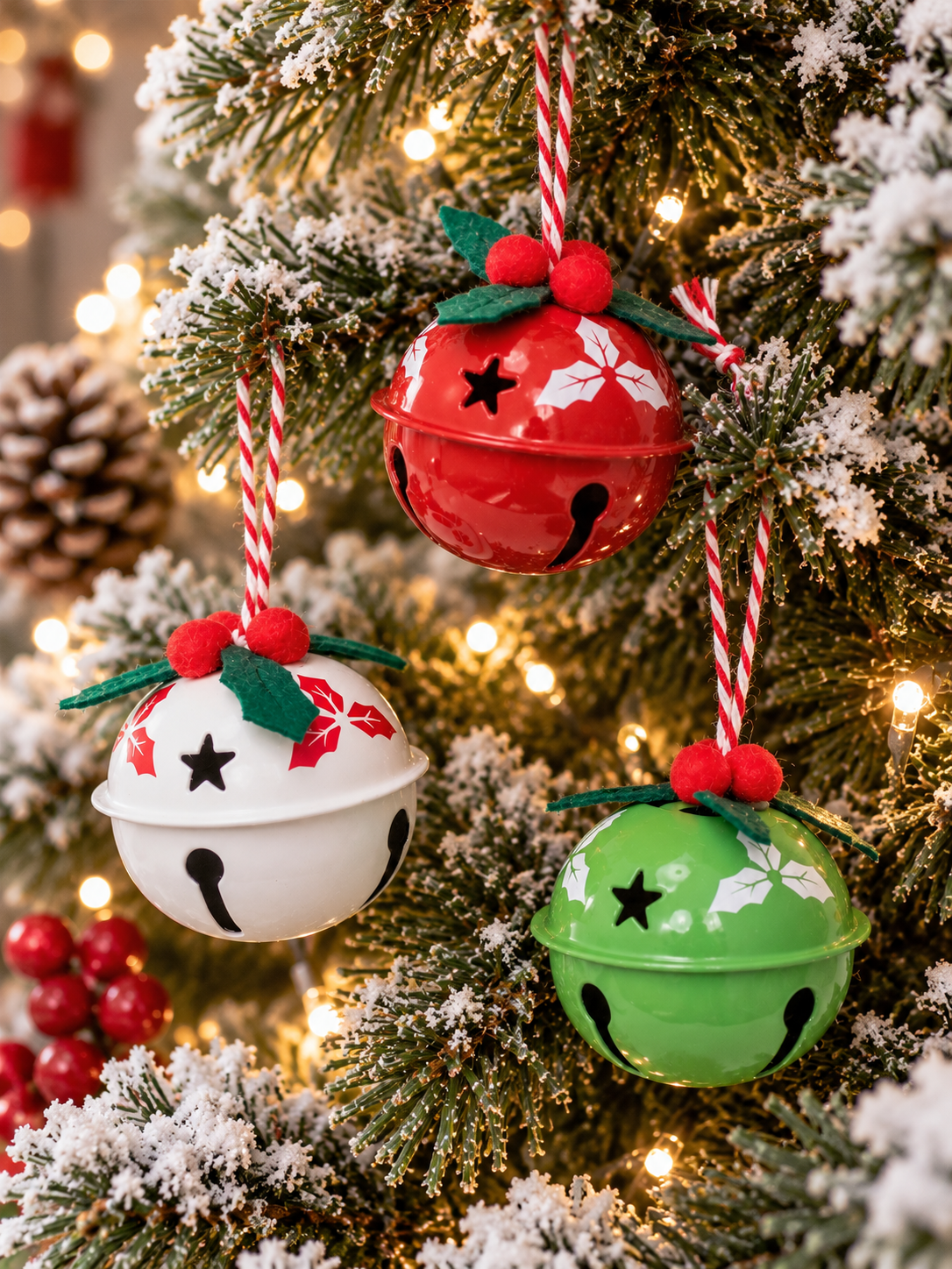 SET DE 6 CAMPANAS NAVIDEÑAS COLGANTES DE 5 CM