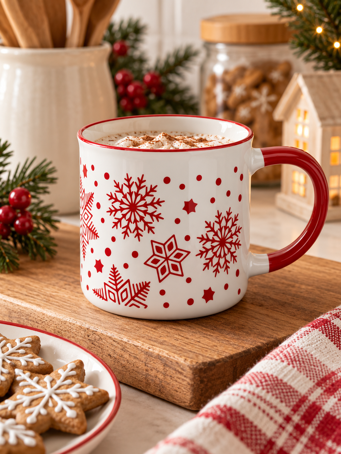TAZA NAVIDEÑA BLANCA DE GRES DE 250ML