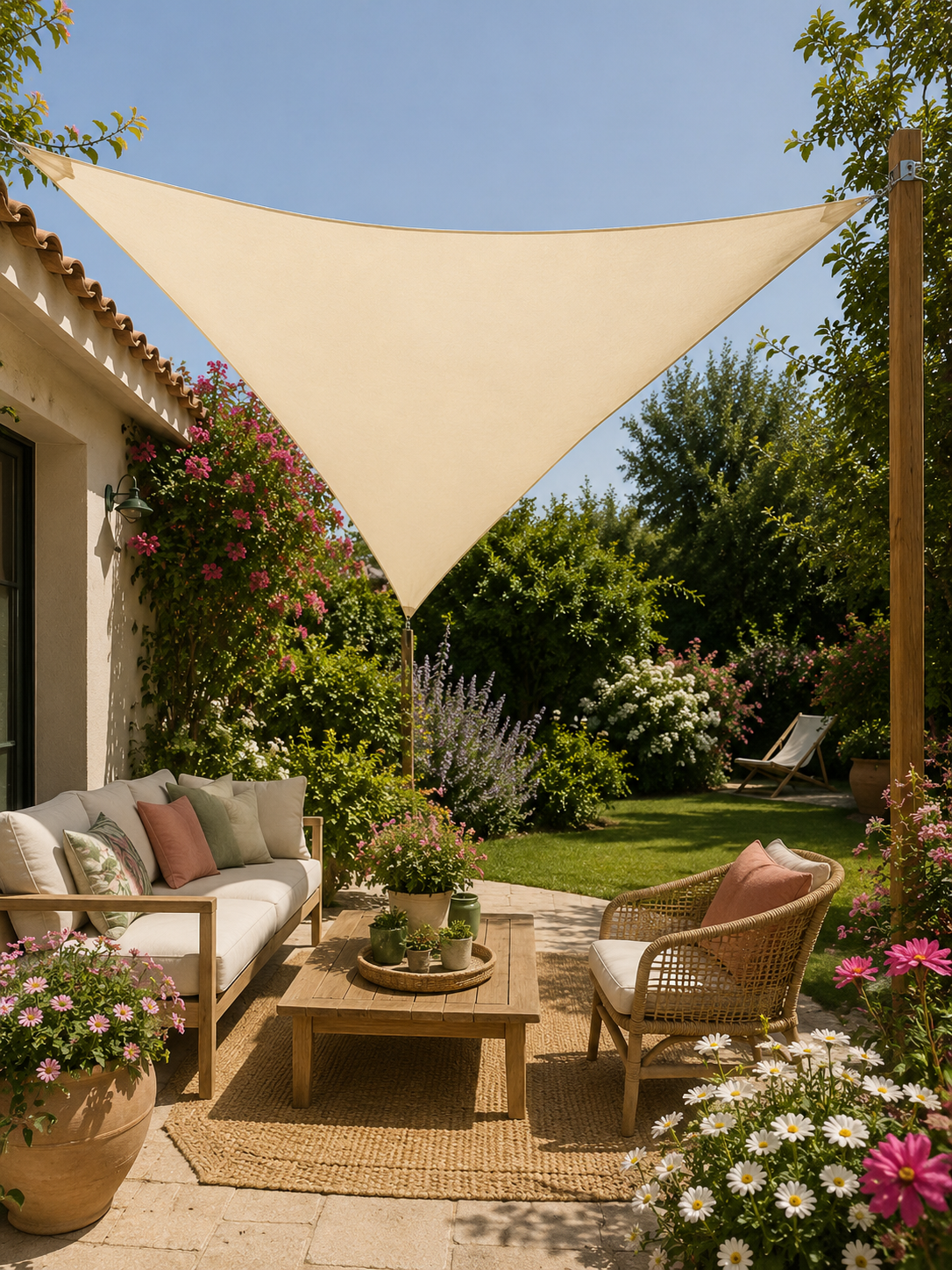 VELA DE SOMBRA TRIANGULAR 3X3X3M CREMA