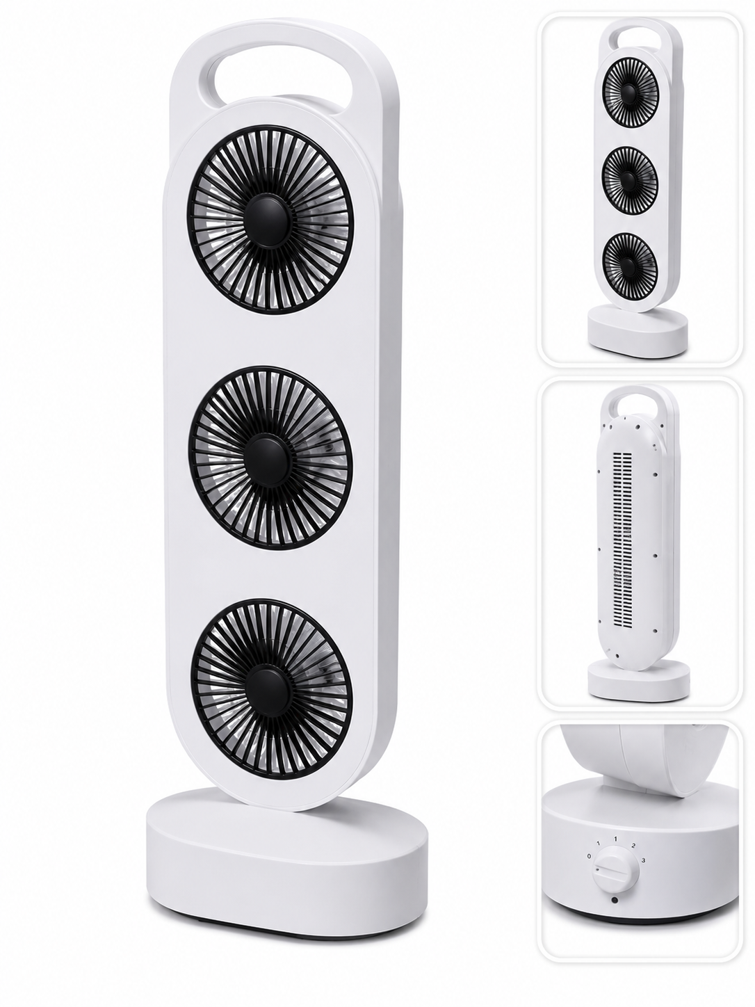 VENTILADOR DE MESA CON 3 VENTILADORES BLANCO