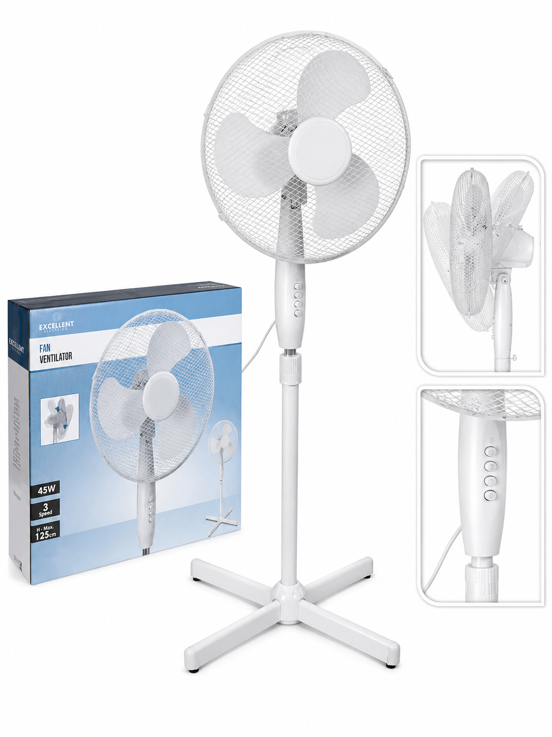 VENTILADOR DE PIE DE DIÁMETRO 40CM BLANCO