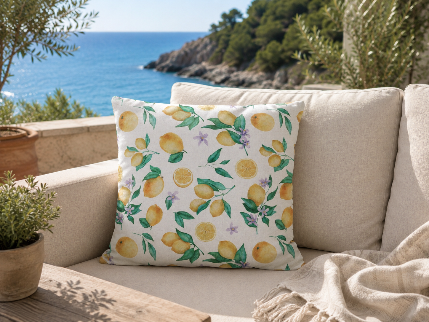 COJÍN CON ESTAMPADO DE LIMÓN 45X45