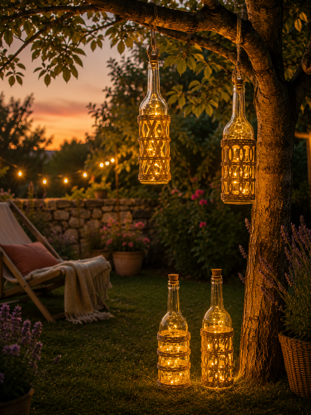 BOTELLA CON LEDS DECORADA