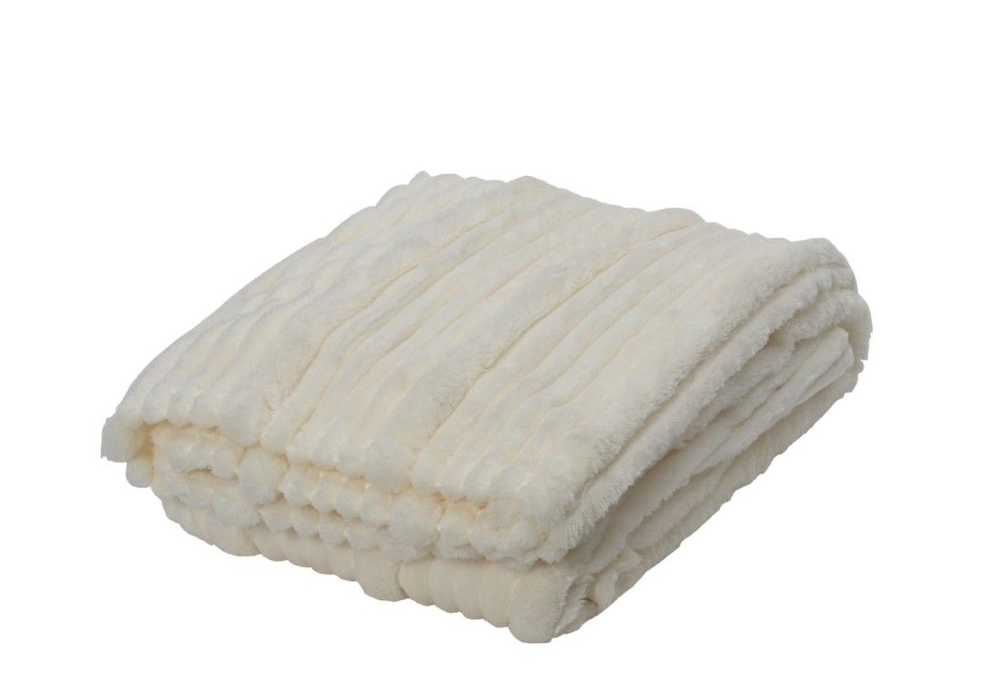 THROW POLYESTER IRREGULAR STRIPE WHITE LARGO 170CM X ANCHO 130CM X ALTO 1CM