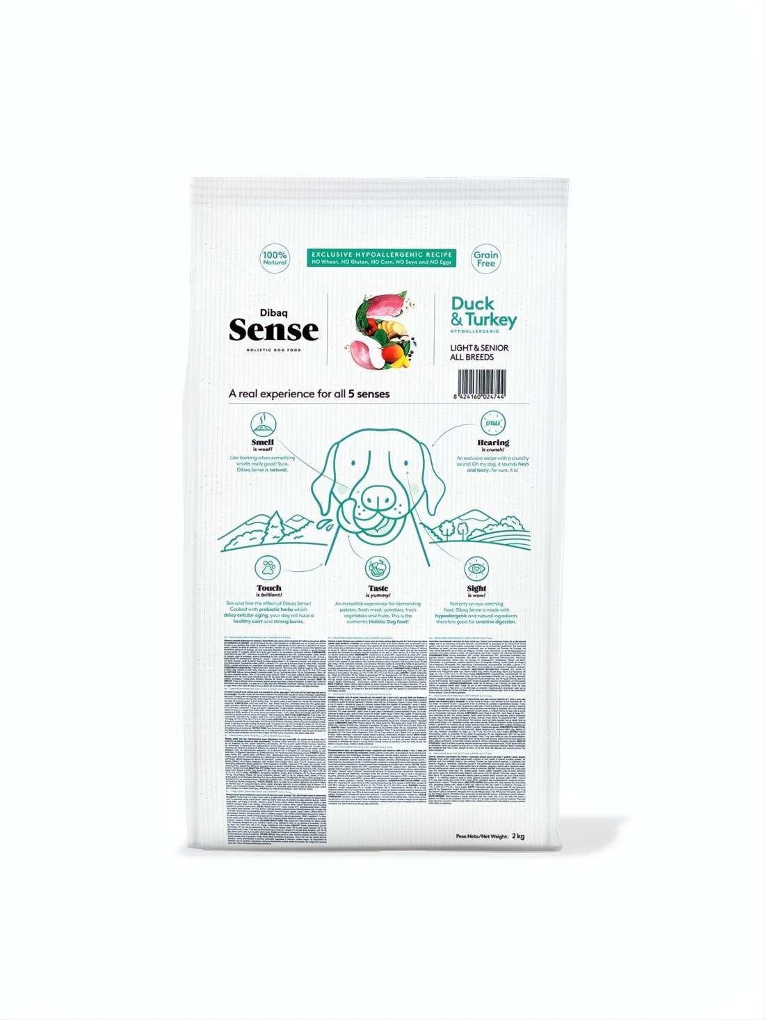 DIBAQ SENSE GRAIN FREE DOG DUCK & TURKEY LIGHT 2KG