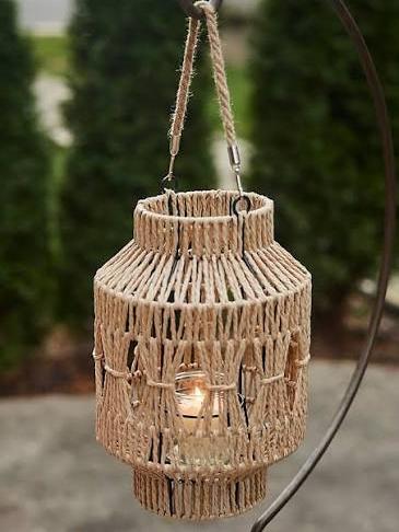 LANTERN PAPER ROPE WITH GLASS 12X12X11CM