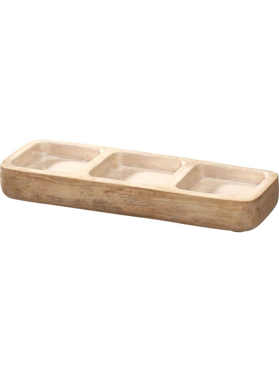 BANDEJA BLANCA PARA SERVIR MADERA DE MANGO