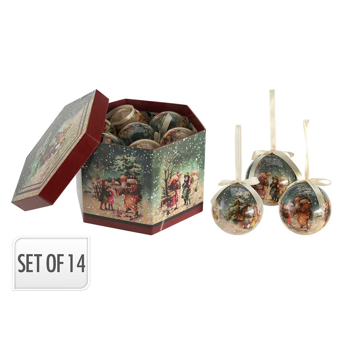 SET DE 14 BOLAS DE NAVIDAD DECORATIVAS