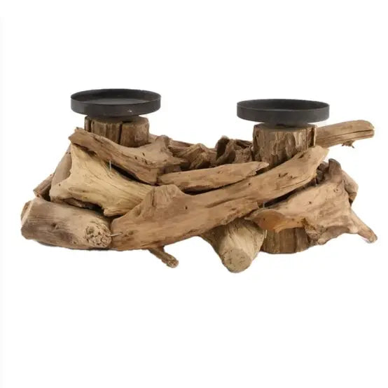 CANDLE HOLDER DRIFTWOOD 32X18X14CM NATURAL